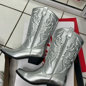 Silver Cowboy Boots